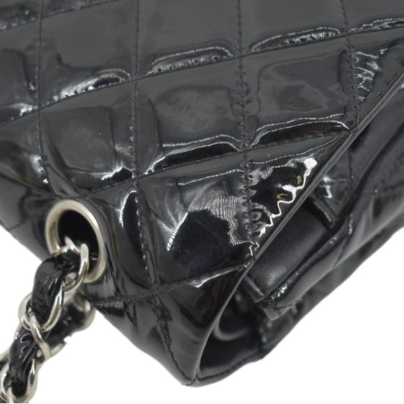 CHANEL Classic Medium Double Flap Patent Leather Shoulder Bag Black - Picture 5 of 14